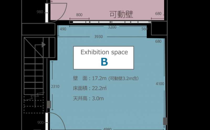 ギャラリーBは22.2㎡。ギャラリーBだけのレンタルも承っております