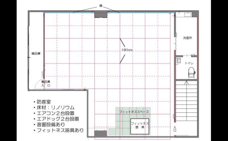フロアマップです。フロア総面積は69.4㎡、うちフィットネススペースは13.2㎡です。