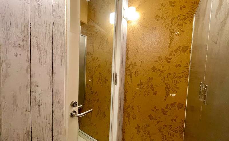 扉には大きな姿鏡が付いてます。