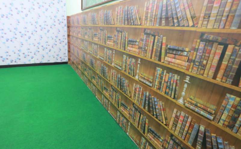 外国の図書館にいるようなオシャレな壁紙。写真や動画の撮影も