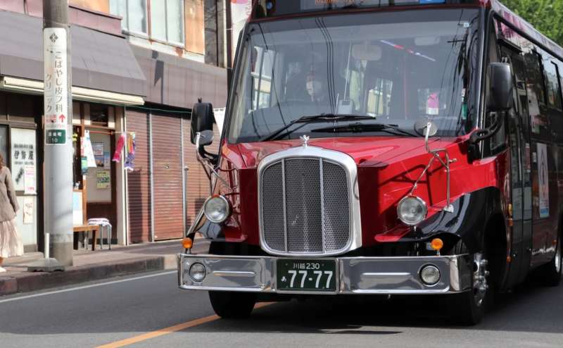 川越、本川越からのレトロ巡回バス。蓮馨寺北バス停で下車ください