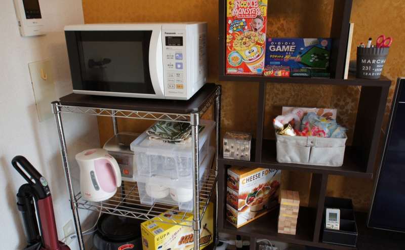 レンジ、ケトル、炊飯器、食器、ゲームは無料です！