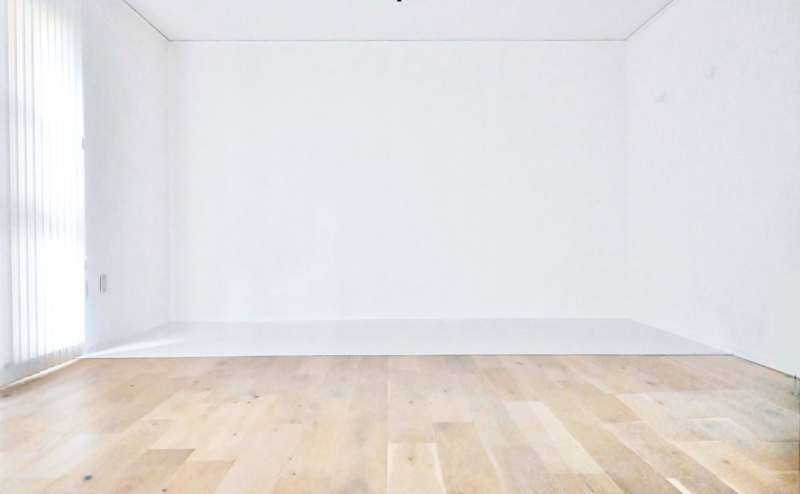 メインホール。シロホリとフローリングの２タイプの床で構成されています。