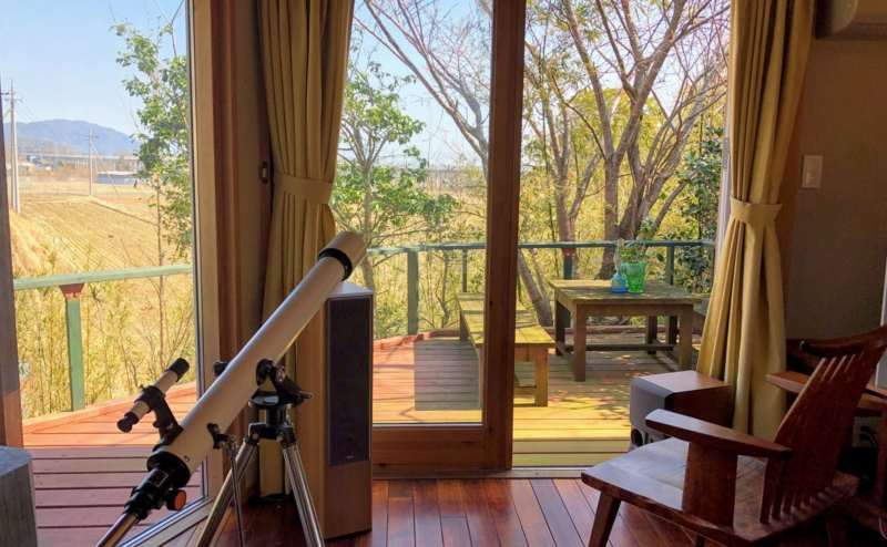 ゆったりと山を眺めながら疲れをいやしくてください