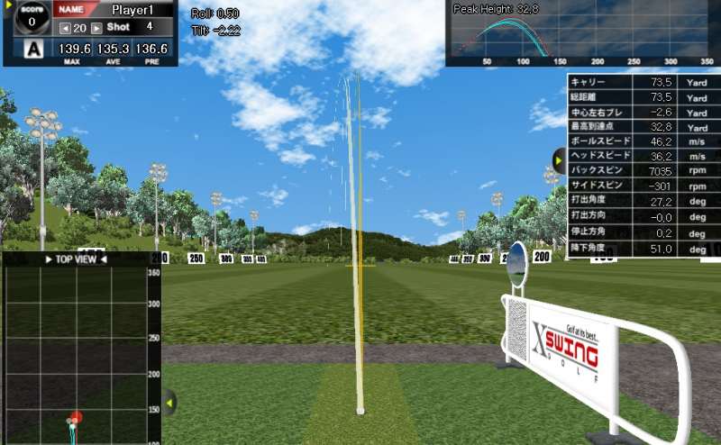 １１項目のデータを計測します。ヘッドスピードや番手毎のキャリーの確認にお役立てください。