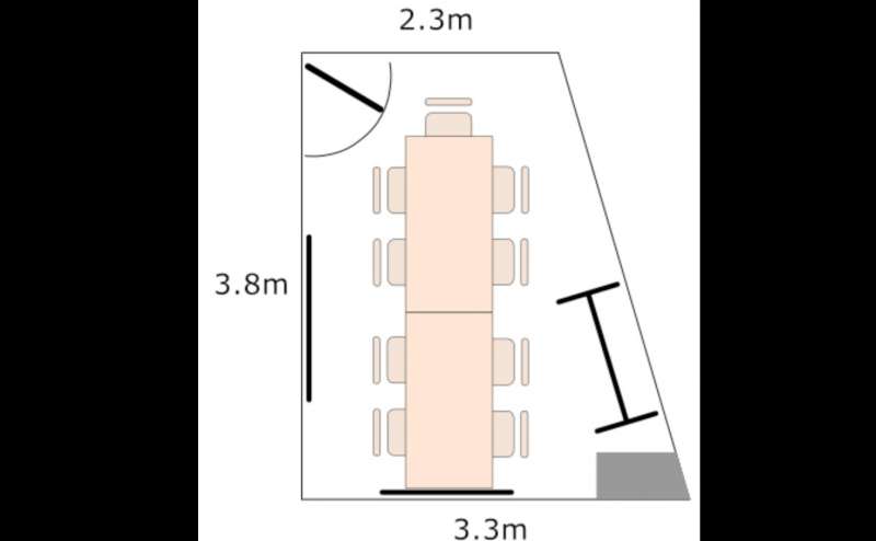 対面形式のレイアウト例です。机を縦に2台つなげてご利用いただけます