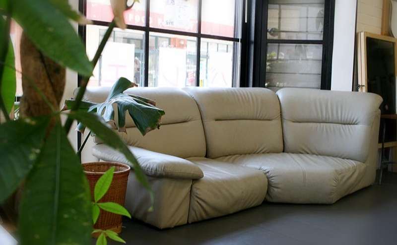 ゆったりくつろげるソファと大きな窓。明るいスタジオです