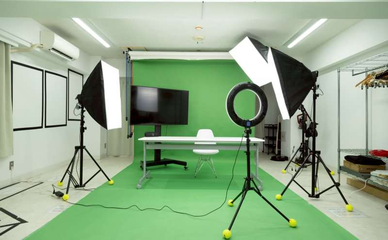 YouTubeやTikTokなど、動画撮影、動画配信で人気のクロマキーグリーン背景もしっかりご用意