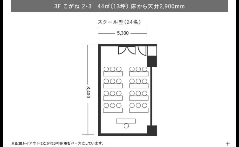スクール型レイアウトです。中〜小規模のセミナーや勉強会にも