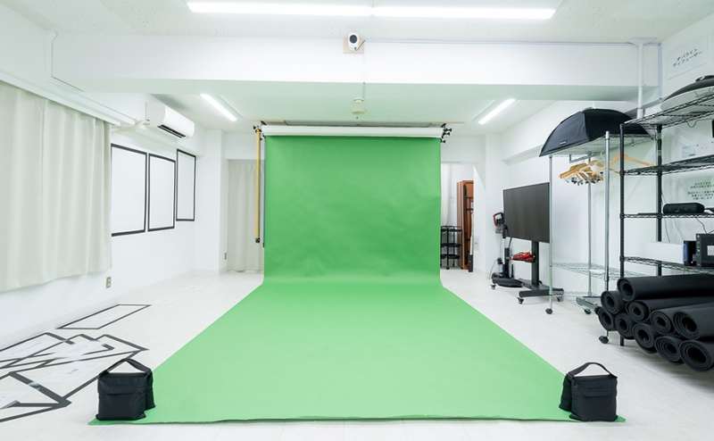 YouTubeやTikTokなど、動画撮影、動画配信で人気のクロマキーグリーン背景もしっかりご用意
