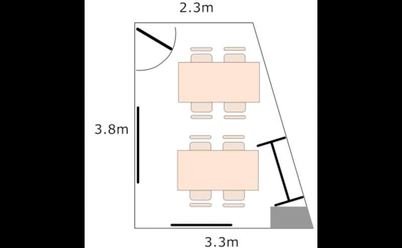 グループ形式のレイアウト例です。グループワークや面談などにご利用いただけます