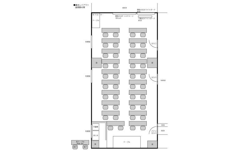 基本レイアウト　座席数2名掛け40席
