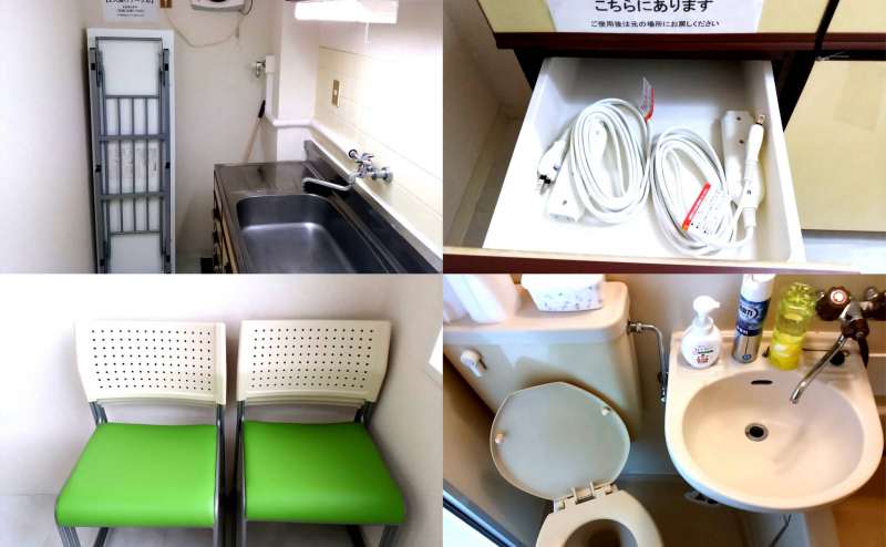 延長コード・予備長机・スタッキングチェア・トイレ　設備も充実