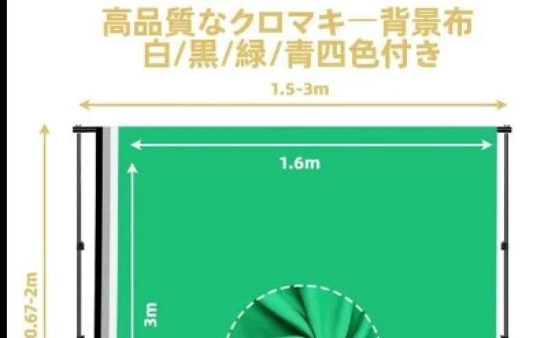 クロマキー背景布。有料オプション、撮影機材一式に含まれる設備です