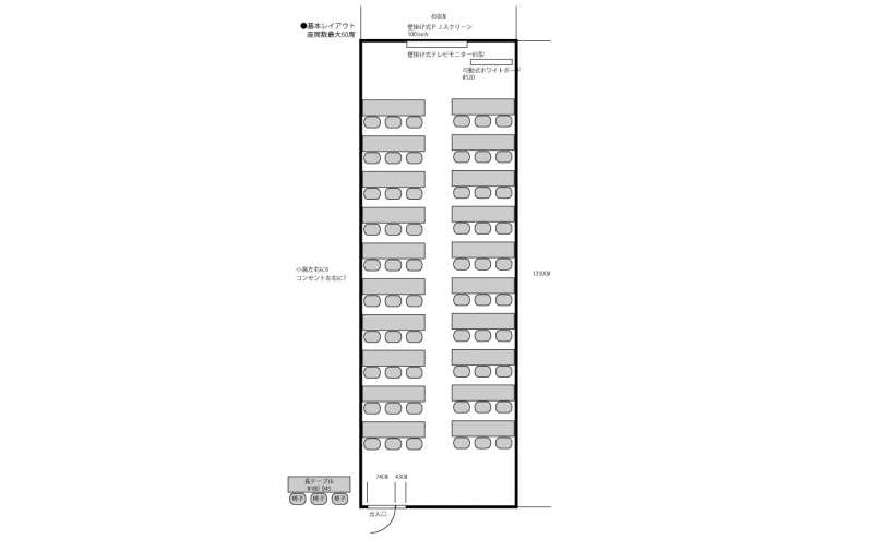 基本レイアウト　3名掛け最大60席
