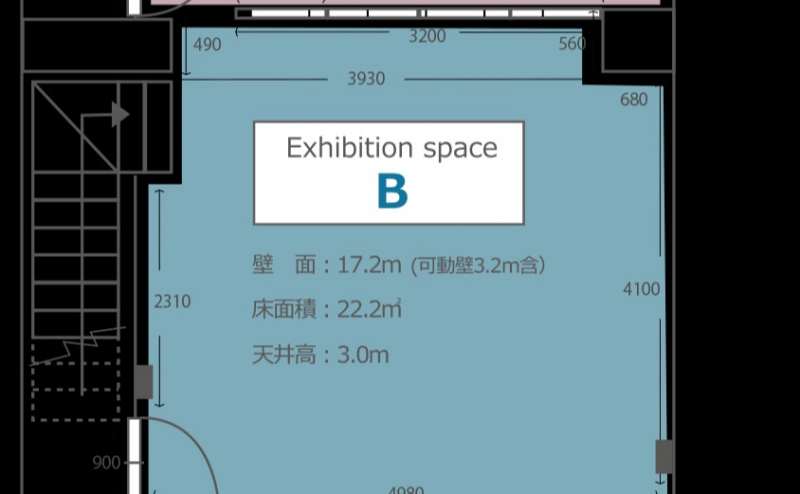 エキシビジョンルームBの見取り図です 上部がエキシビジョンルームAとつながっています