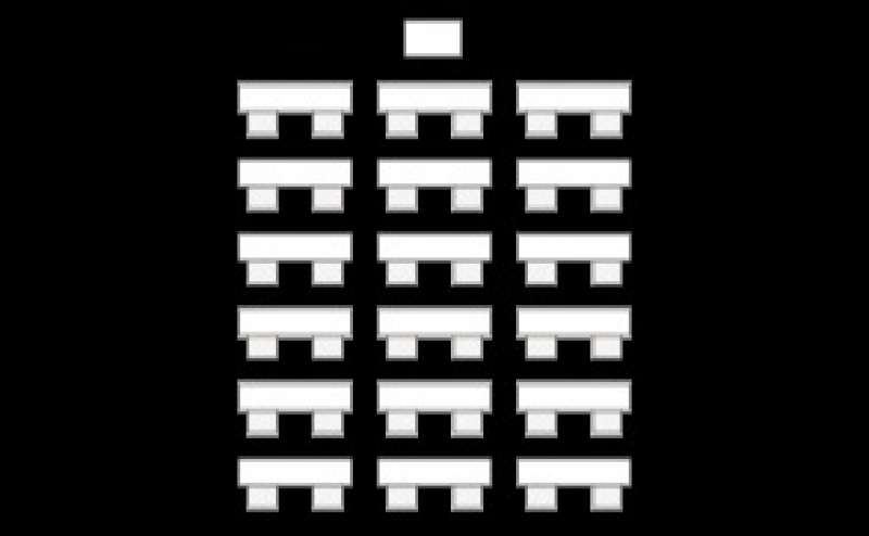 基本のスクール形式のレイアウト例です。会議や研修会、セミナー、勉強会に。内容に合わせてご自由にレイアウトいただけます