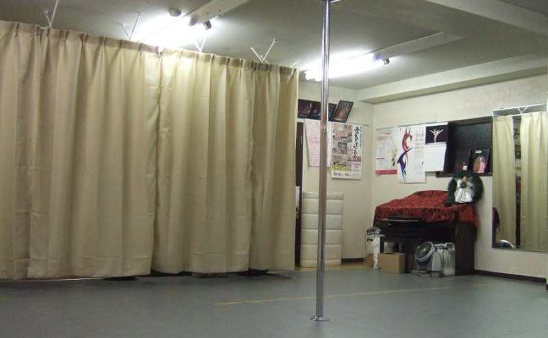 ポールダンス用のポールを完備。バレエバーもありどんなダンスの練習にも対応可能です