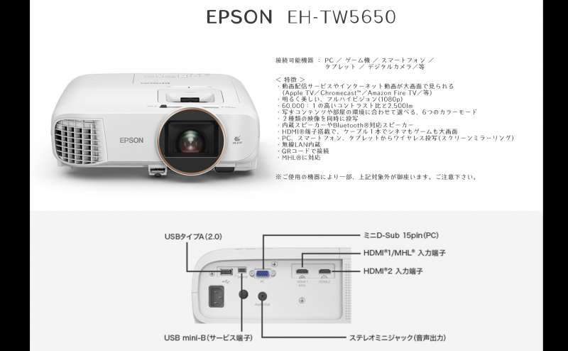 プロジェクターの詳細です。